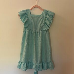 Adorable Teal Ruffle Kids Dress